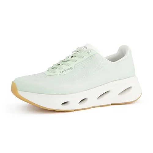 Tenhaag Wavehaag Damen Sneaker in Grün - Sportliche Sneaker in 38,5 EU mit atmungsaktiven, herausnehmbaren Innensohlen und rutschfester Gummisohle, perfekt für den Alltag.