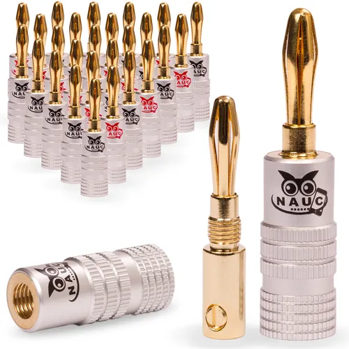 High End Bananenstecker Bananas 32x Nauc Banana für Kabel bis 6mm² 24K vergoldet