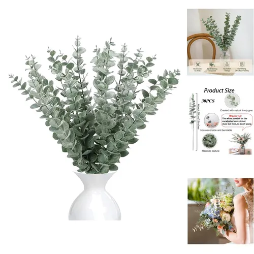 Stück Eukalyptus Deko, Künstliche Eukalyptusblätter Deko, Dunkelgrün Künst... 30