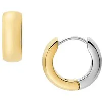 Fossil Damen Ohrringe aus goldfarbenem Edelstahl mit Ringverschluss - Elegante 2-farbige Ohrringe aus poliertem Edelstahl, sicherer Bügelverschluss, ideal für jeden Anlass.