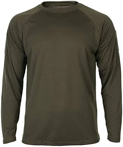 Mil-Tec Tactical Quick Dry Langarmshirt Herren • Langarm T-Shirt mit Raglanärmeln & Daumenschlaufen • Atmungsaktiv & schnelltrocknendes Sport- und Funktionsshirt • Longshirt in Oliv, S