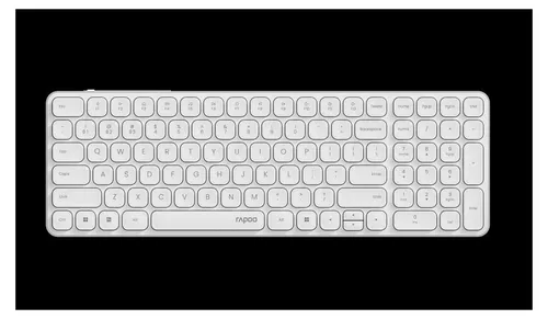 RAPOO E9310M WS - Kabellose Bluetooth/Funk-Tastatur in Weiß - Tastaturen mit Multimodus-Funkverbindung und ultraflachem 3,9 mm-Design aus Aluminium, ideal für stilvolle Arbeitsplätze und bis zu 12 Monate Batterielaufzeit.