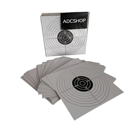 ADCHOP Zielscheiben, 14 x 14 cm, Packung mit 100 Stück im Karton mit 250g für Weißschießen: Airsoft, Druckluft, Ballinball. Standards für Praxis und Wettkampf.