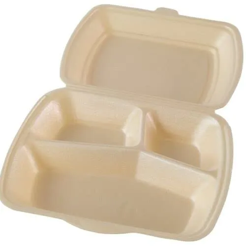 Menüschalen Imbissboxen Menübox cream 3-geteilt HP4-3 - Praktische 3-geteilte Menübox für perfekte Portionierung, ideal für Imbisse und Gastronomie.