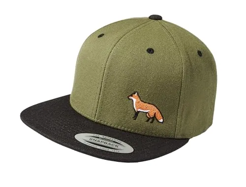 Baddery Cap Flexfit Snapback : Fuchs - Kappe Herren & Damen Jäger Geschenke Jagd Mütze (Olive-Black - One Size)