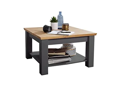 möbelando Couchtisch WZ-0133 aus Kiefer massiv in grau mit Absetzungen in eichefarbig. Abmessungen (BxHxT) 75x45x75 cm