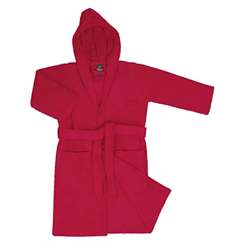 OAHOO Kinder Bademantel für Mädchen und Jungen (1 Stück) Baumwoll-Frottee mit Kapuze - Jester Red 134-140