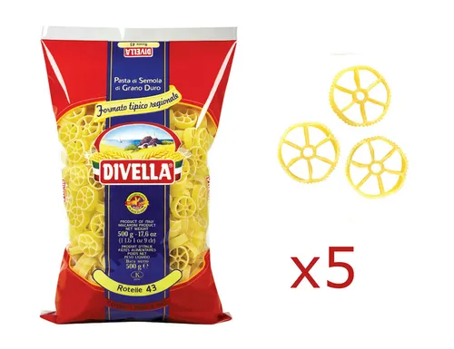 Pasta Divella Italienische ROTELLE aus Hartweizenmehl 5 Stück 500 gr