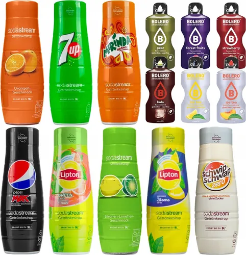 Produktbild Sodastream Sirup Set 8 Sorten 440ml Zero Zucker plus Bolero Getränke