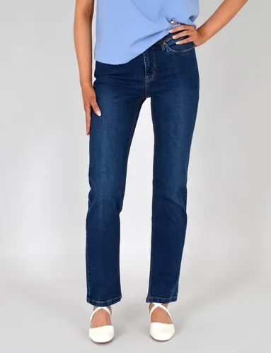 ESRA Damen Straight-Jeans High Waist - Zeitlose Damen Straight Leg Jeans mit hohem Bund und angenehmem Stretch. Ideal für Alltag und besondere Anlässe, sorgt für eine perfekte Passform und hohen Tragekomfort. Verfügbar bis Übergröße.