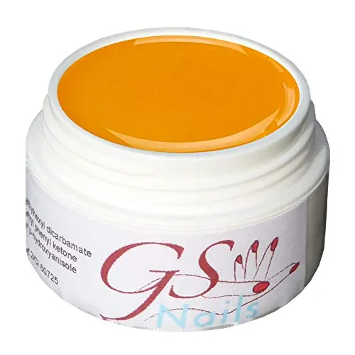 GS-Nails UV Farb-Gel für Nail-Art & Nagel-Design - 5 ml UV-härtendes Cover-Gel - Nail-Gel - selbstglättendes Nagel-Gel - Retro Gelb - B2