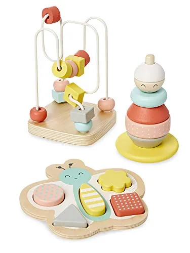 vertbaudet Lernspielzeug 3er-Set für Kleinkinder - Lernspielzeug für Kleinkinder: 3 abwechslungsreiche Spiele aus FSC®-zertifiziertem Holz fördern Motorik und Geschicklichkeit. Ideal ab 12 Monaten!