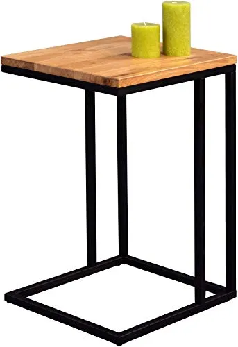 Beistelltisch MACEY 3 - Moderner Couchtisch aus Wildeiche - Couchtische, stilvoll und funktional, mit massiv geölter Wildeiche und schwarzem Metallgestell, perfekt für jede Wohnraumgestaltung.