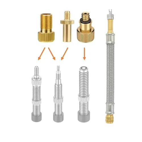 Manovella Ventiladapter Set inkl. 140mm Ventilverlängerung mit Ventilausdreher – 3 Adapter für Autoventil (AV), Dunlopventil (DV) & Französisches Ventil (SV/Presta) – Fahrrad & Auto Zubehör