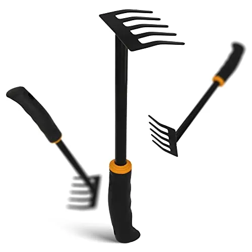 Kleinrechen Gartenrechen Arbeitsbreite 9cm 5-Zinken-Handrechen Kleine Harken Rechen Mit Rutschfester Ergonomischer Griff Hochwertiger Stahl Rechen Zum Rechen Lockern des Bodens Gartenwerkzeuge