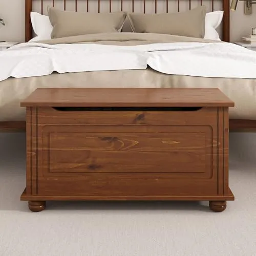 IDIMEX Sitztruhe Bristol aus Massivholz, Kastanie Finish - Truhe im Landhausstil, vielseitige Sitzbank, Kiste Massivholz mit sicherem Klemmschutz, Truhenbank ideal zur Aufbewahrung