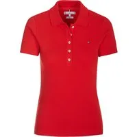 Tommy Hilfiger Damen Poloshirt Kurzarm 1985 Slim Pique Polo Ss Slim Fit, Rot (Fierce Red), XXS