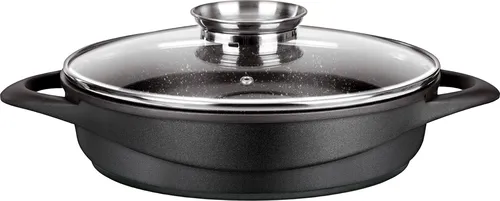 Smile MGK-17 Suppentopf Schwarz Aluminium - Hochwertiger Suppentopf aus Aluminium in elegantem Schwarz, geeignet für alle Herdtypen, ideal für die schnelle und gesunde Zubereitung von Suppen und Eintöpfen.