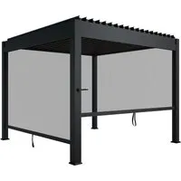 Juskys Pergola Lamellendach Tahiti 3 x 3 m inkl. 2x Seitenwand Anthrazit - Juskys Lamellendach Tahiti 3 x 3 m - stilvolle Gartenpergola mit flexibler Überdachung für Terrasse oder Balkon. Robustes Stahlgestell, verstellbare Lamellen und Seitenwand für perfekten Sonnenschutz. Einfacher Aufbau inklusive Montagematerial.