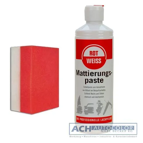 Rotweiss Mattierungspaste 500ml 6500 + Profi Handpolierschwamm