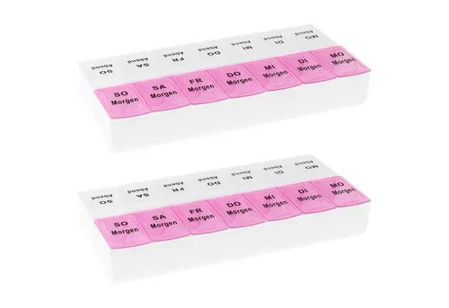 Wellgro Pillendose 2x Tablettenbox für 7 Tage mit je 2 Fächer pro Tag