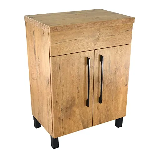 paplinskimoebel - Waschbeckenunterschrank mit Aufsatz 60 cm Breit Vittoria, Badezimmerschrank mit Arbeitsplatte, Unterschrank für Aufsatzwaschbecken, Waschtischunterschrank Holz - Eiche Lancelot