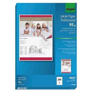 Sigel Inkjet-Papier IP 288 Professional, A4, 95 g/m² - Fotopapier mit einseitig matter Beschichtung, sofort trocken und wischfest. Ideal für Präsentationen und Bewerbungen, optimiert für alle Inkjetdrucker.