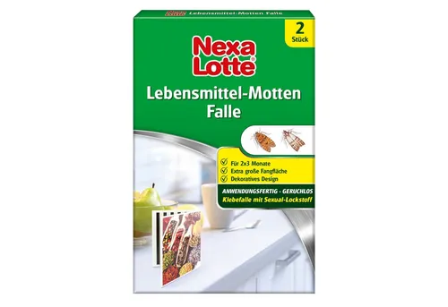 Nexa Lotte Insektenfalle Lebensmittel-Mottenfalle - Tierfallen zur effektiven Bekämpfung von Lebensmittelmotten mit geruchlosem Pheromon-Dispenser, ideal für Küchen und Vorratsräume.
