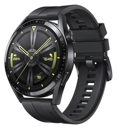 HUAWEI Watch GT 3 - 46mm Smartwatch in Schwarz mit Bluetooth 5.1, Touchscreen und Mikrofon für innovative Kommunikation