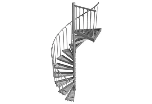 Scalant Außentreppe Spindeltreppe Scarvo M, für Geschosshöhen bis 233 cm, Stufen mit Streckgitter, Aluminium Verbindungselemente