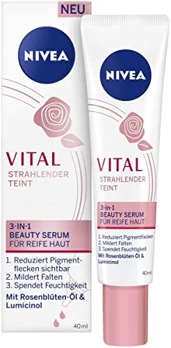 NIVEA Vital Strahlender Teint 3-in-1 Beauty Serum für reife Haut (40 ml) - Tagespflege mit straffendem Effekt – Reduziert sichtbar Pigmentflecken und sorgt für einen gleichmäßigeren Teint in nur 4 Wochen. Ideal für reife Haut.