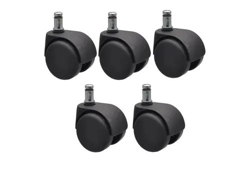 WAGNER 5tlg. Set Drehstuhlrollen - 50 mm interwallgebremst mit Sicherheits-Stopp, ideal für robuste Böden und hohe Tragkraft bis 50 kg