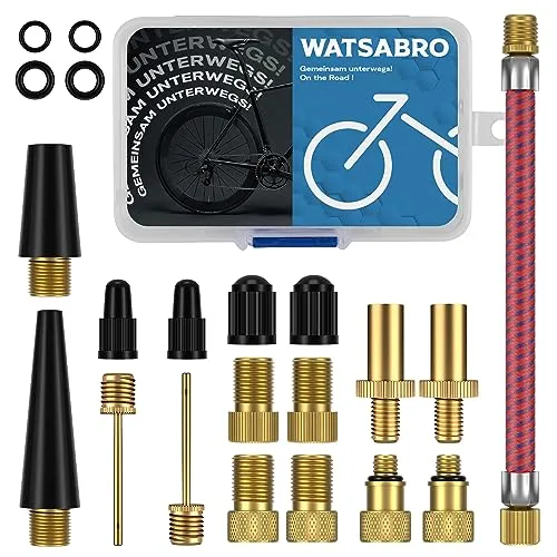 WATSABRO Fahrradventil Adapter Set, Autoventil Adapter und Französisches Ventil Adapter, Kompressor Ventiladapter, Luftpumpe Adapter
