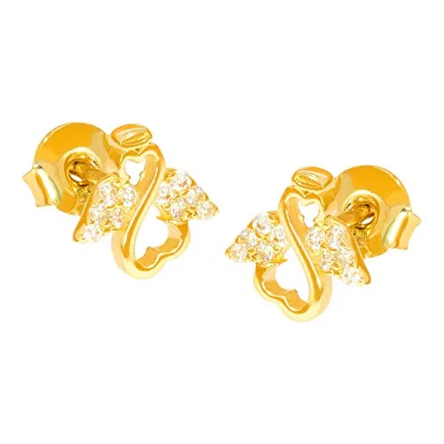 Paar 585er Gold Ohrstecker mit Zirkonia Ohrschmuck Model 16 Engel Etui Ohringe 585er Gelbgold