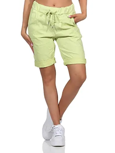 Sockenhimmel Kurze Damen Sommerhose Chino Shorts Jeans Bermuda (as3, Numeric, Numeric_38, Numeric_40, Regular, Regular, Kiwi)