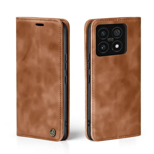 Handy Hülle für Xiaomi 14 Pro Klapp Magnet Smartphone Cover Case Braun