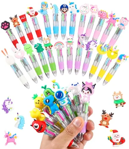 Ixydor 34 Stück Mehrfarbiger kugelschreiber 4 - in - 1 Mini kugelschreiber mehrfarbig 0.5mm, Mini Mehrfarbig Stifte Kreativer Retractable Stifte für Schulbedarf geeignet als Geschenk für Kinder