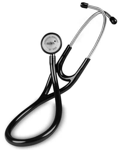pulox Stethoskop - Professionelles Kardiologie Stethoskop mit Doppelkopf aus Edelstahl, präzise Klangübertragung für Mediziner
