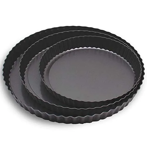 Grandwish 3 Stück Tarteform mit Hebeboden, Antihaft Quicheform, Rund (24/28/32 CM)