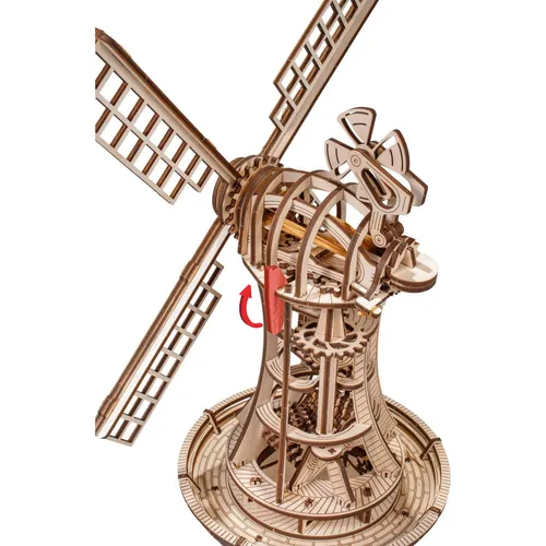 EWA Eco-Wood-Art 3D-Holzpuzzle WINDMÜHLE - 3D-Puzzle für Jugendliche und Erwachsene, 227 Stück, kein Kleber erforderlich, mechanisches Modell mit Aufzugs- und Öffnungsmechanismus für interaktiven Spaß.
