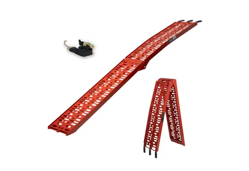 TRUTZHOLM Auffahrrampe klappbar 228 cm – 340 kg Traglast aus Aluminium - Auffahrrampe für Motorräder, Roller und E-Bikes, klappbar und leicht, mit rutschfester Oberfläche für sicheren Halt und 340 kg Tragkraft. Ideal für platzsparende Lagerung und einfachen Transport.