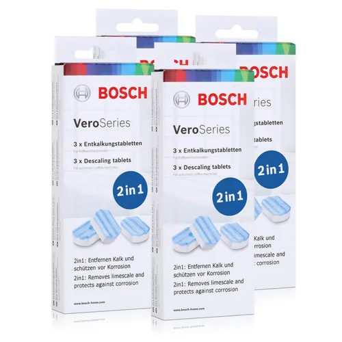 Bosch VeroSeries TCZ8002 Entkalkungstabletten 2in1 für Kaffeevollautomaten - Entkalker für Kaffeevollautomaten, entfernt Kalk und schützt vor Korrosion – für unverfälschten Kaffeegenuss und längere Lebensdauer Ihrer Maschine.