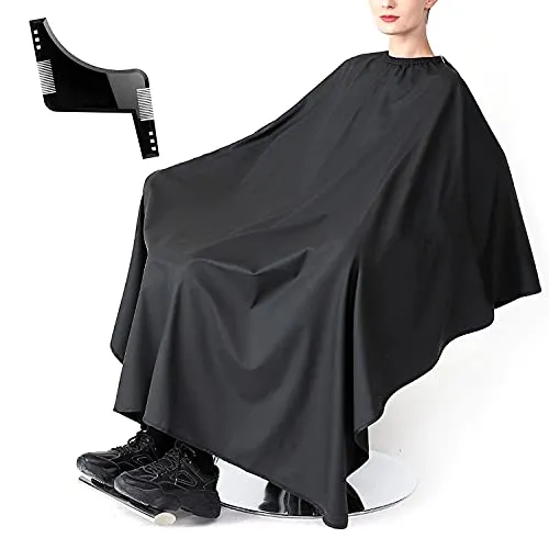 Haarschnitt Friseurumhänge, Schwarz Barber Cape Friseursalon Umhänge Cape Haarschneideumhang Wasserdichtes Für Hair Styling Schnitte Salon Haarschneiden Friseur Mit Bartkamm（150x120cm）
