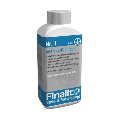 Finalit Nr. 1 Intensiv-Reiniger (basisch) | Starker Grundreiniger für hartnäckige Verschmutzungen | Sicher für alle Steinoberflächen, Fliesen & Fugen | 1 x 250ml