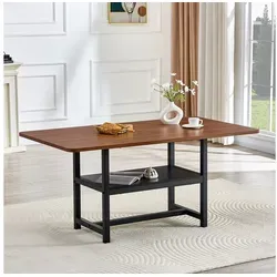OKWISH Esstisch Küchentisch Esszimmertisch (160x90 cm) mit Ablageregal für 4–6 Personen
