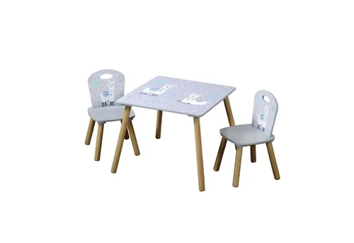 Kesper Kindertisch Set mit 2 Stühlen, Alpaka Grau - Tisch-Set für Kinderzimmer: Ideal für kreative Aktivitäten, langlebig und pflegeleicht, fördert Unabhängigkeit beim Spielen.