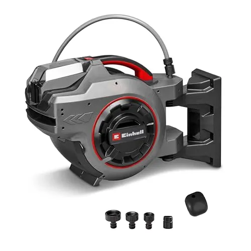 Einhell Akku-Schlauchtrommel GE-HR 18/30-1 WH Li-Solo - Schlauchtrommel mit automatischer Schlauchaufwicklung, 180° schwenkbar und einfach zu transportieren. Ideal für stationäre und mobile Anwendungen. Lieferung ohne Akku und Gartenschlauch.