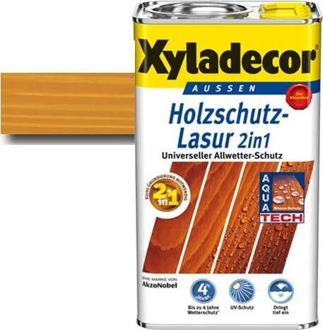 Xyladecor Holzschutz-Lasur Walnuss 750 ml – Universeller Allwetter-Schutz - Holzlasuren für außen, schützt bis zu 4 Jahre vor Nässe und UV-Strahlung, dringt tief ins Holz ein und blättert nicht ab. Ideal für Pergolen, Zäune und Gartenhäuser.