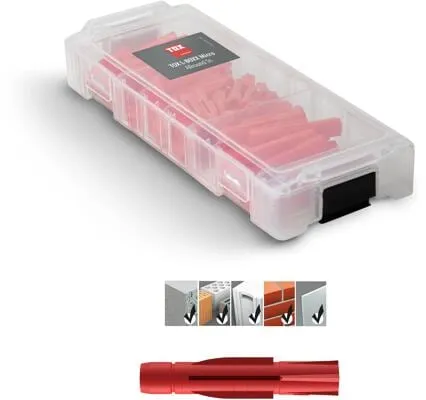Tox Dübel 094900806, Tri Microset Allround, Set, 3 Größen, Universaldübel, 95-teilig, 50 Stück