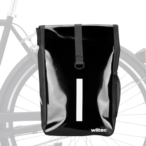 Wiltec Gepäckträgertasche schwarz, Fahrradtasche Gepäckträger 16 l Stauraum, Gepäcktasche mit Tragegurt, wasserresistente Fahrrad Tasche